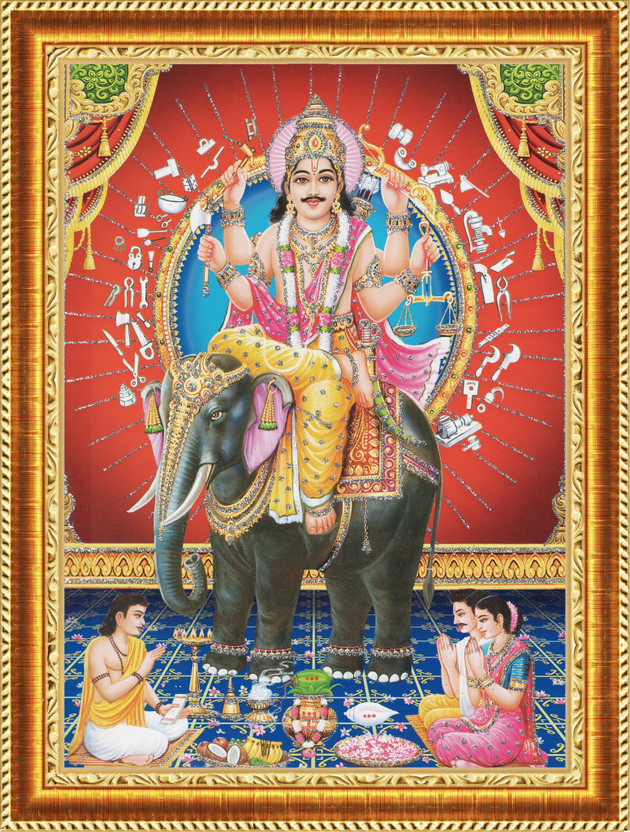 craftery Lord Vishwakarma 409 inch Digital(Golden)