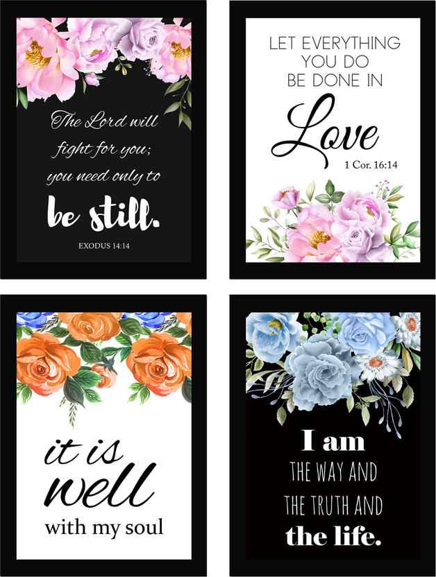 The The Lord Will - Bible Verse Wall Art, Bible Quotes Print with Frame, Home, Office Decor, Bible Quotes Poster (13.6 inch x 10.2 inch), (Collarge 20.4 inch x 27.2 inch) Set of 4 Fine Art Print(13.6 inch X 10.2 inch) - Flipkart Deal