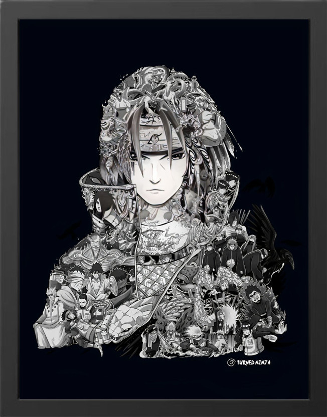 HOMYKI Acrylic Wall Photo Frame(Black, 1 Photo(s), Itachi Uchiha Anime Character From Naruto Series A4 Size Poster Photo Frame, Black,1/2 Inch Moulding)