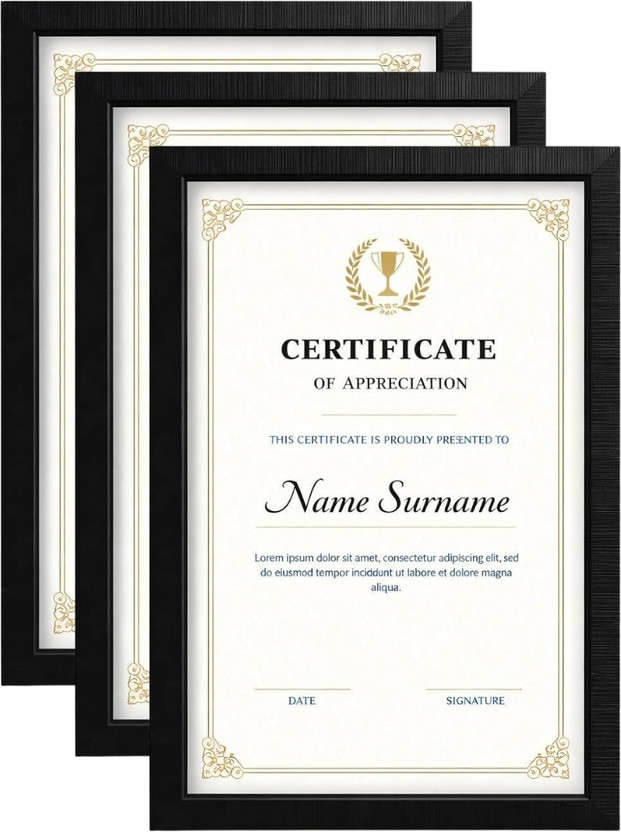 TCP Wood Wall Photo Frame(Black, 1 Photo(s), A4 Size Blank Frame, Black, Photo and Certificate Display, Pack of 3)