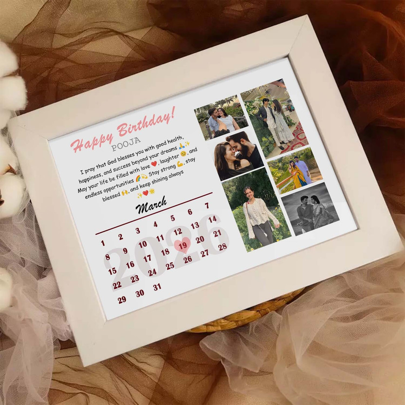 Giftway MDF Table Photo Frame(White, 1 Photo(s), Giftway Photo Frame Custom Photo Frame Wooden Photo Frame 5x7 Inch Calendar Gift)