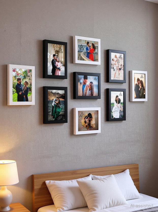 AG CRAFTS Wood Wall Photo Frame(Black, 9 Photo(s), 5/7)