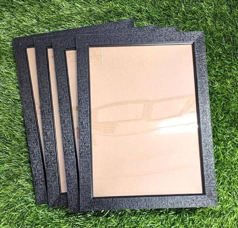 jv enterprises Wood Wall Photo Frame(Black, 4 Photo(s), A4 Size, With Free Hanging Accessories - 4 Seamless Nails and 1 Water Leveller)
