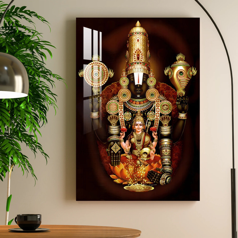 NEXEL Acrylic Wall Photo Frame(Gold, 1 Photo(s), 12 x 18 Inches, Gloss Finish Lord Venkateswara Swamy Wall Art Frame)