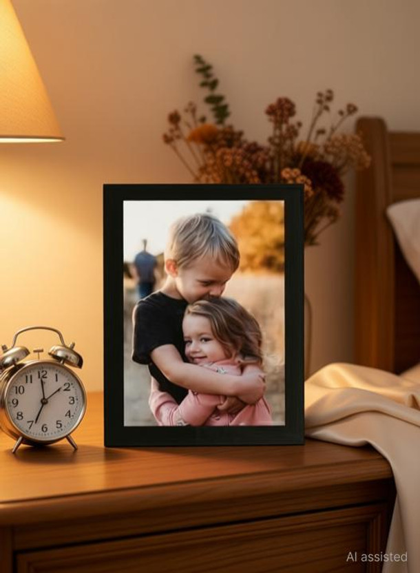TEENA CREATIONS Wood Wall Photo Frame(Black, 4 Photo(s), A4 Size Set of 4 Frame, With Free Hanging Accessories)