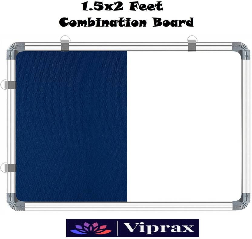Viprax Whiteboard with Blue Notice Board Combination 1.5x2 Feet with