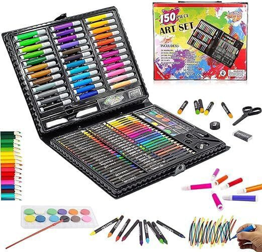 Eduwation 150-Piece Colouring Pencils Set, Children Painting Set, Crayon, Oil Pastel