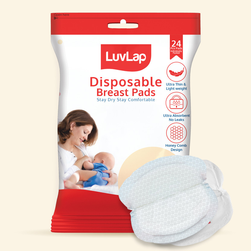 LuvLap Ultra Thin Honeycomb Disposable, High Absorbent, Nursing Breast Pad(Pack of 24)