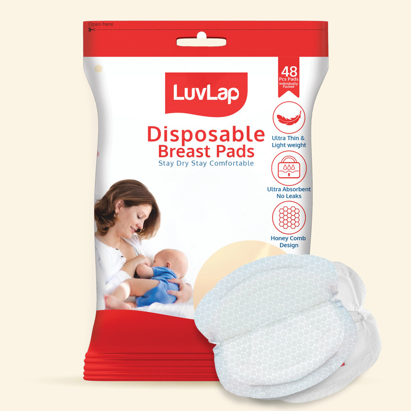 LuvLap Ultra Thin Honeycomb Disposable, High Absorbent, Nursing Breast Pad(Pack of 48)