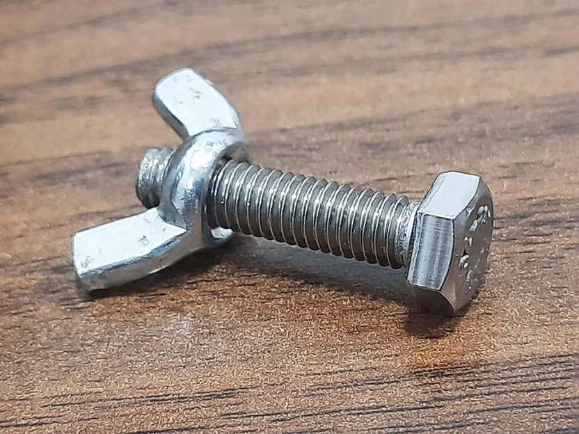 Tia Nut & Bolt Set M6x25 Wing Nut 6mm with 25mm Bolt Silver Zinc Plated(Stainless Steel)