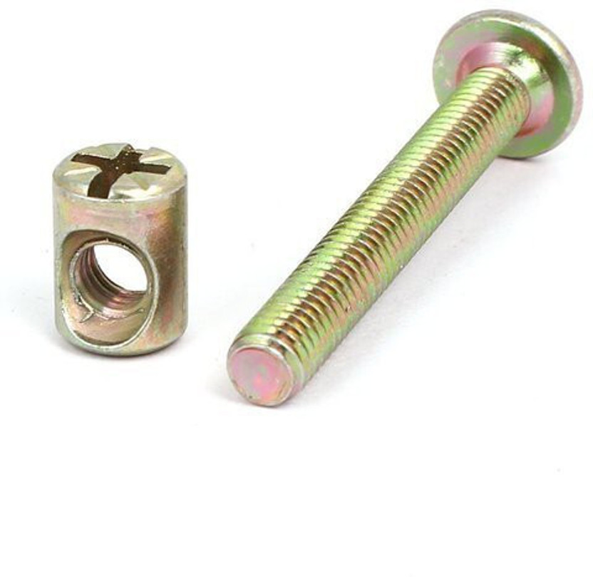 Rely Nut & Bolt Set (Combo-10 Pc) M6x60mm Allen JCB Head Screw & Barrel Nut Phillips Head+1 AllenKey(Carbon Steel)