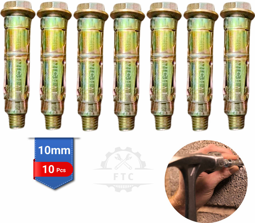 FTC Nut & Bolt Set Premium 12mm Fastener Anchor Bolt Heavy Duty Metal Pack(Mild Steel)