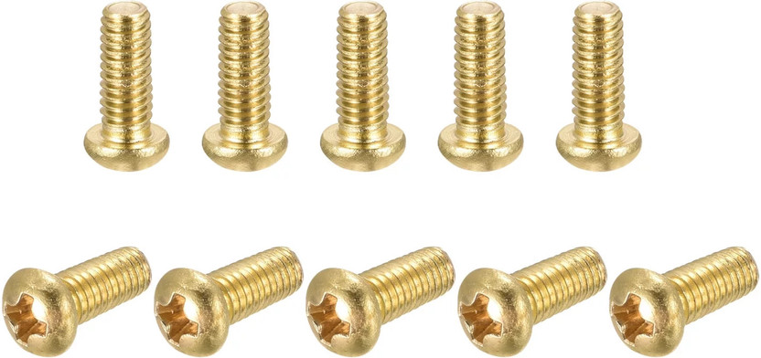 BoltWise Nut & Bolt Set M4 X 12mm Phillips Drive Pan head , Fully Thread, Gold Finish, Machine Thread(Carbon steel)