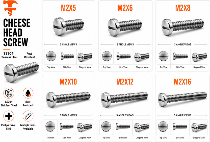 Philips fasteners farm Bolt SS304 Pan Philips Screw M2x12 Pack of 50(2x12mm)(Stainless Steel) - Flipkart Deal