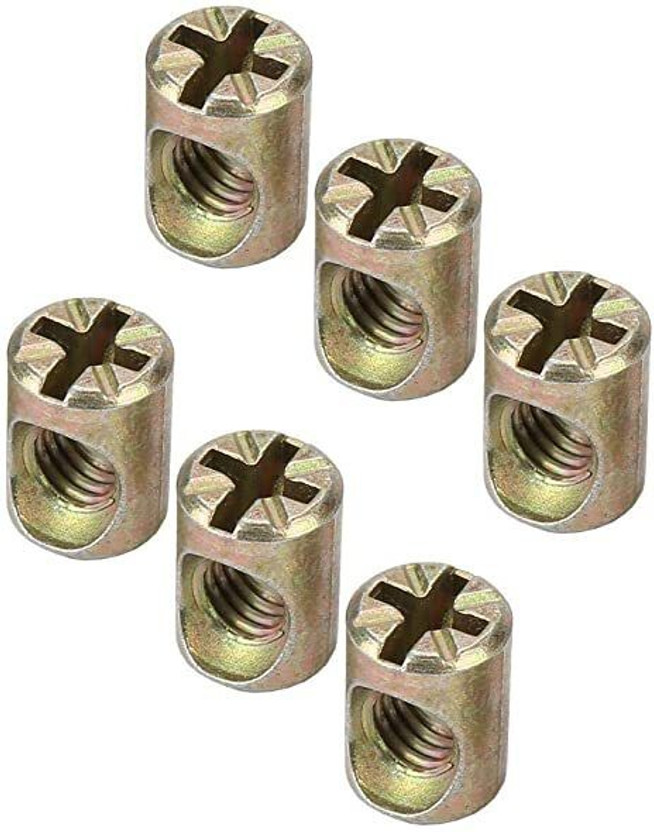 VP INDUSTRIES Nut M6x13 mm Barrel Nut Philps Head (Pcs-25)| Barrel Nut Cross Dowel Connector Nut for Exhibition Cabinets Cabinets, Wardrobes All Kinds of Drawers Office Furniture,Wood Boards, Kitchen Worktops, Cabinets, Cupboards,Chairs & Beds(Alloy Steel)