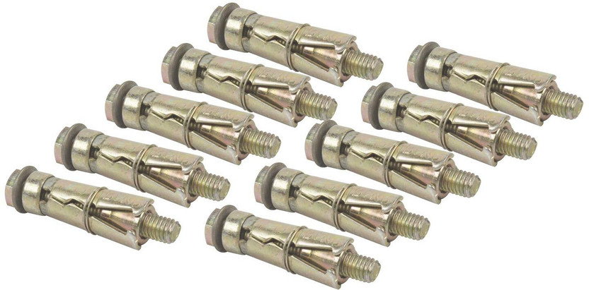 HALSEY Bolt Wall Anchor Fasteners kit Plain Bolt Type Size-8 mm, (10 Pieces)(Steel)