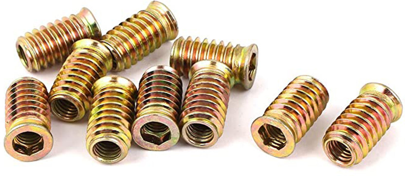 VP INDUSTRIES Nut M6 x16 mm Wood Insert Interface Threads (Pcs-25) | D-nut Zinc Alloy Wood Insert Interface Thread Fixing All Kinds Furniture Nut Cabinet Connecting Screw Internal Thread Wood Insert Nut of Drawers Office Furniture,Wood Boards, Kitchen Worktops, Cabinets, Cupboards(Alloy Steel)