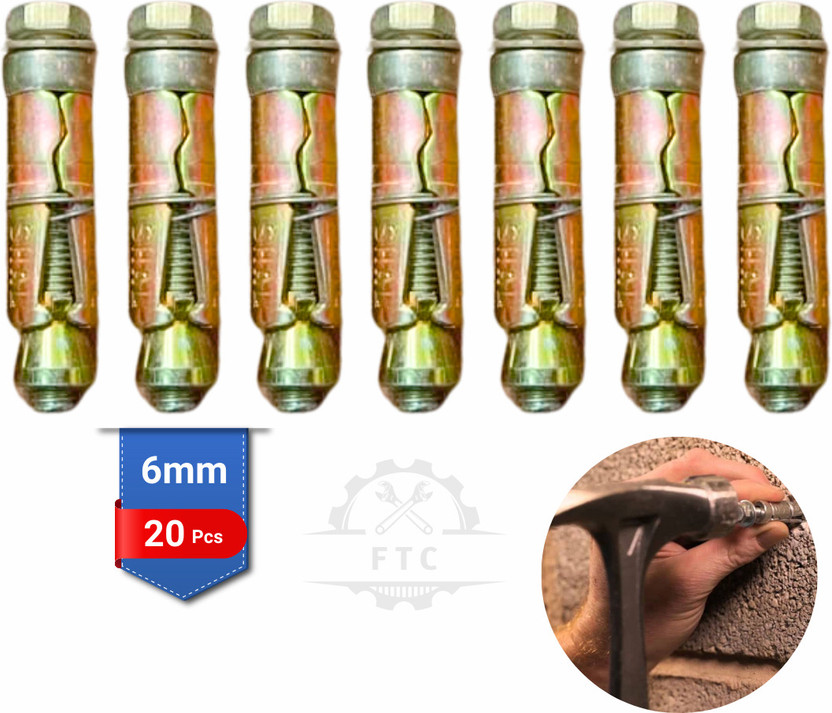 FTC Nut & Bolt Set M6 Fastener High-Strength Mild Steel Bolt for Industrial Use (20 Pcs)(Mild Steel)