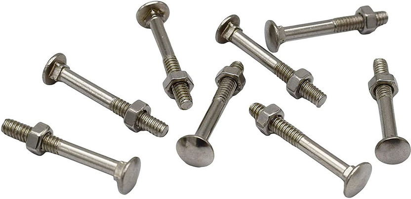 ONJECX Nut & Bolt Set Stainless Steel Carriage Bolts 2 inche with Fittings pack of 50 pc (ACBS02N)(STAINLESS STEEL)