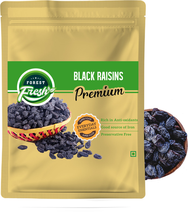 Forest Forest Fresh Premium Afghani Black Raisins with seeds (Kali Draksh - Kishmish) Raisins(1 x 250 g) - Flipkart Deal
