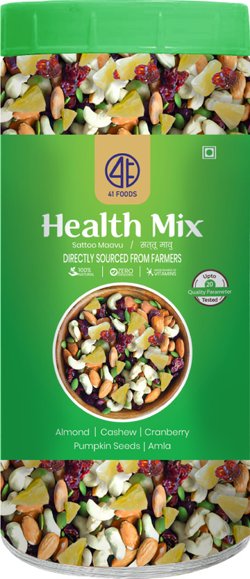 41 foods Health Mix for Daily Use | With Assorted Dry Fruits and Nuts | High in Protein | Assorted Fruits & Nuts, Almonds, Cashews, Amla, Cranberries(1 x 200 g)