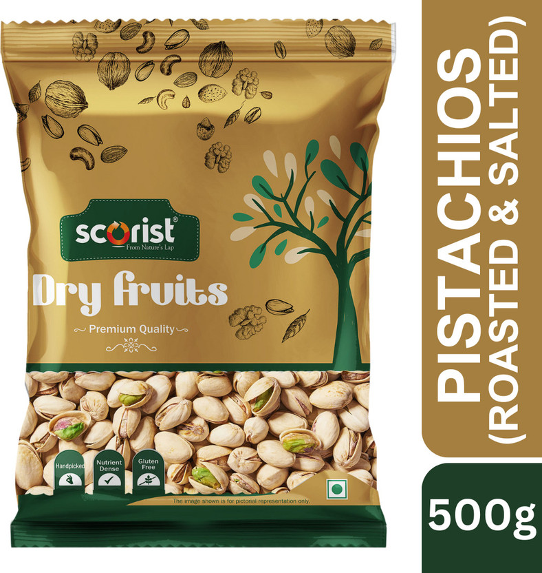 Scorist Popular California Pistachios (Roasted & Salted) 500g Pistachios(1 x 500 g)