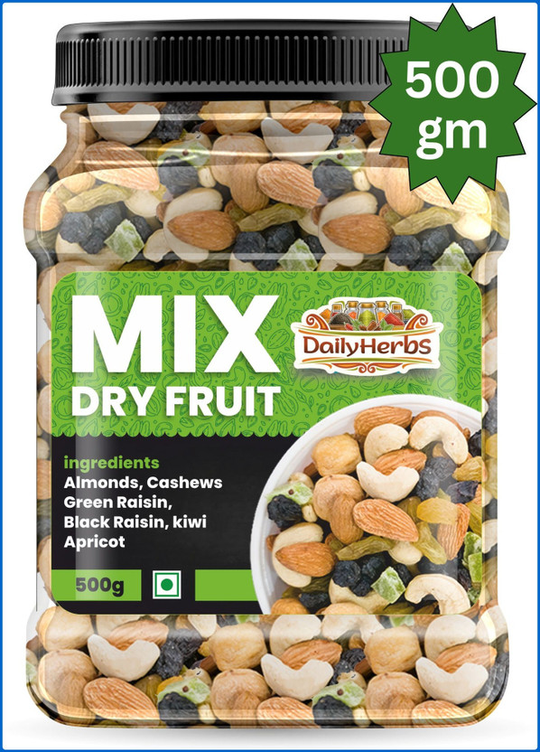 DAILYHERBS Mixed Dry fruits Almonds, Cashews, Raisins, Apricots, Kiwi(1 x 500 g)
