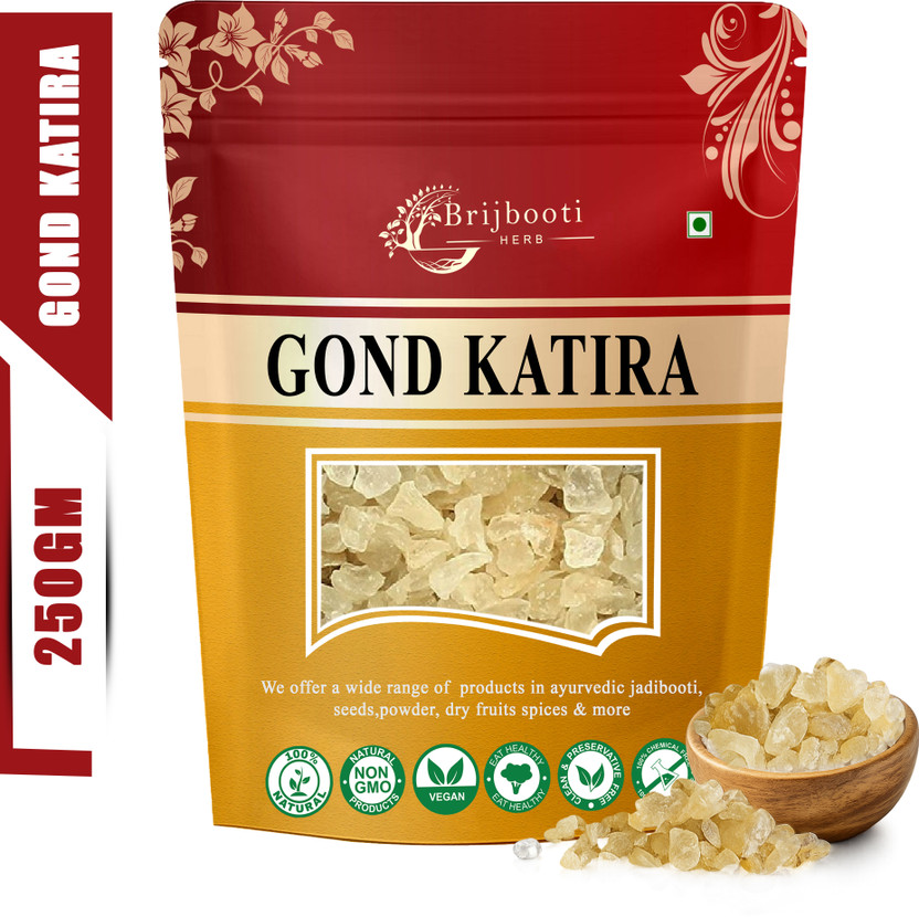 BrijBooti Gond Katira (Raw)| Pure Organic Edible Gum | Tragacanth Gum Crystals |(250 g)