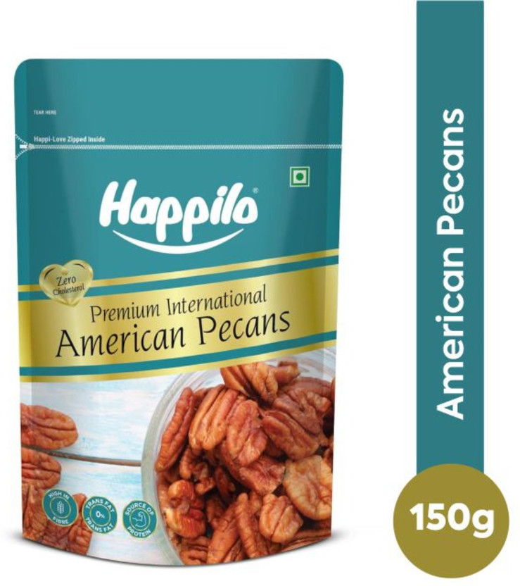Happilo Premium International Exotic Pecannut Kernels Unsalted Natural Snacking & Baking Pecans(1 x 150 g)