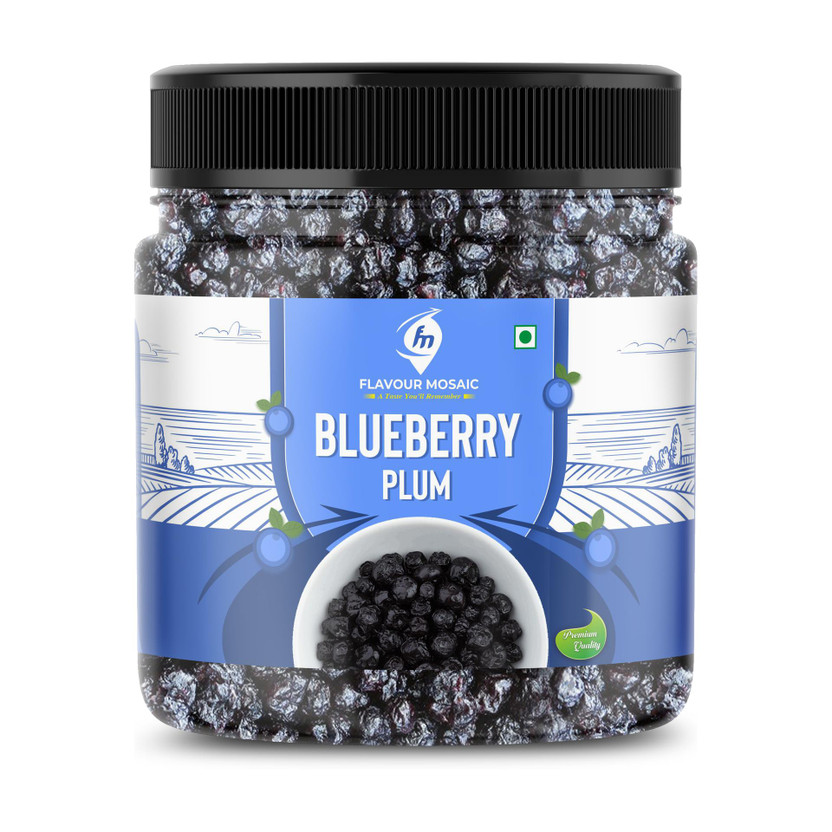 Flavour Mosaic Dried Blueberry Plum | Unsweetened Blueberries | Rich in Vitamins & Fibers Blueberry(1 x 500 g)