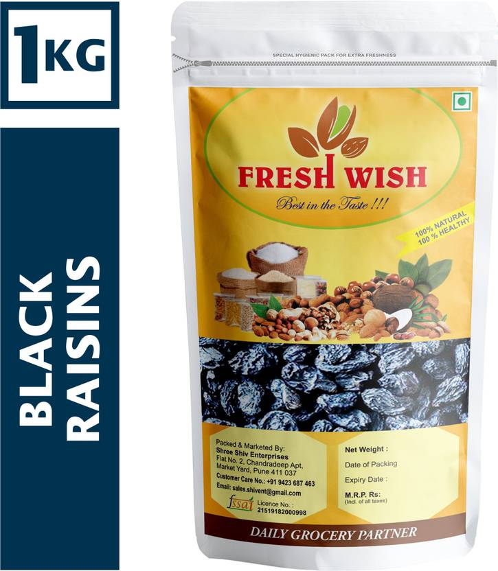 Fresh Wish Black Raisins {Kala Manuka} (1KG) Raisins Price in India