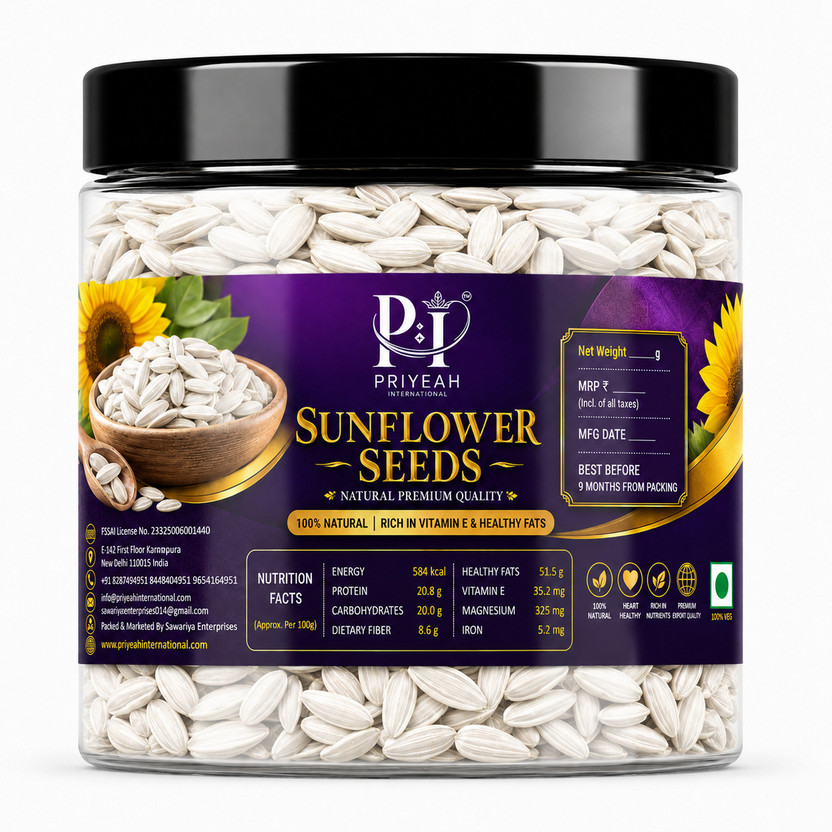 Priyeah international Sunflower Seeds 100% Natural Healthy Snack for Nutrition & Daily Wellness Assorted Seeds & Nuts(1 x 100 g)