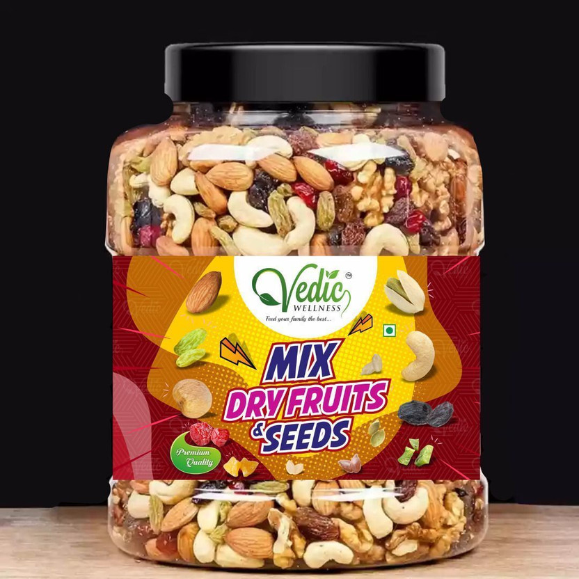 vedic Wellness Natural and Premium Healthy Trail Mix Dry fruits & Seeds Assorted Seeds & Nuts(1 x 1 kg)