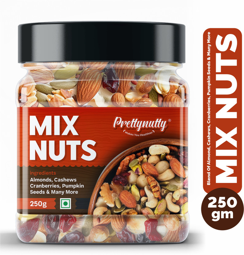 Prettynutty Healthy Nutmix | Mixed Dryfruits | Source of Vitamin and Minerals(1 x 250 g)