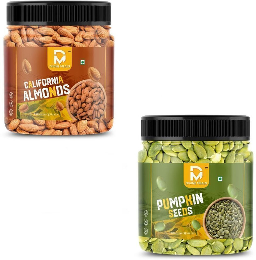 Divine Meals Healthy Snacks Combo – California Almonds and Pumpkin Assorted Seeds & Nuts(2 x 100 g)
