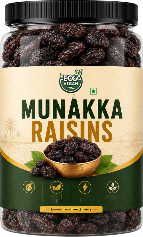 eco vegan Munakka Raisins | Dried Grapes for Snacking, Desserts, Beverages & Daily Use Raisins(1 x 250 g)