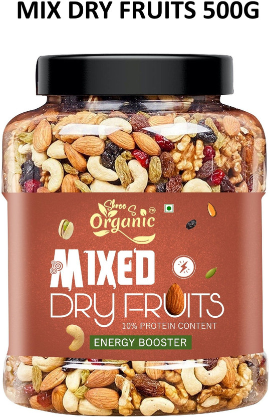 SHREE S ORGANIC Mix Dry Fruits 500gm | Healthy Snack, Rich in Protein, Fiber & Antioxidants(1 x 500 g)