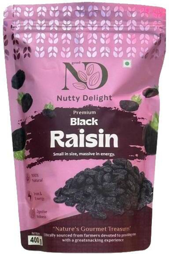 GOUD NUTTY DELIGHT : Nature’s Gourmet Treasures Good ND Nutty Delight Premium Black Raisins | 100% Natural | Iron & Energy Rich Raisins(1 x 400 g)