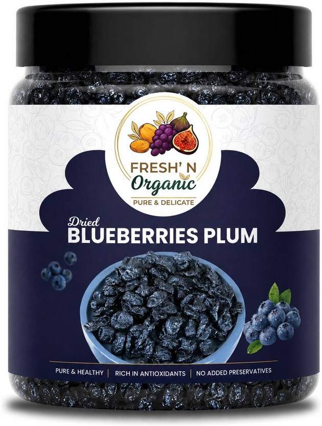 Fresh N Organic Premium Natural Dried Californian Blueberries | Healthy Snack Blueberry(1 x 200 g)