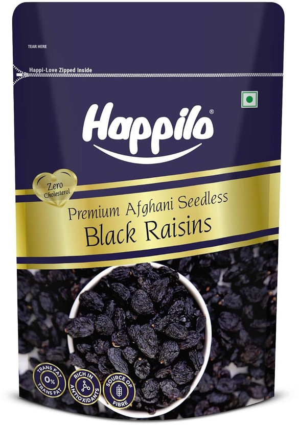 Happilo Premium Afghani Seedless Black Raisins 250g Raisins(1 x 250 g)