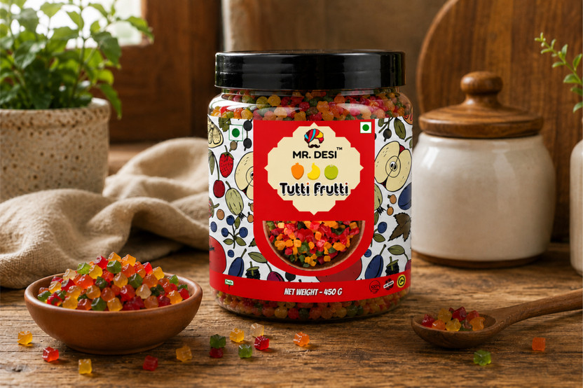 MR DESI Tutti Frutti for Cake | Cherries | Mixed Colours (450 Grams) JAR PACK Cherries(1 x 450 g)