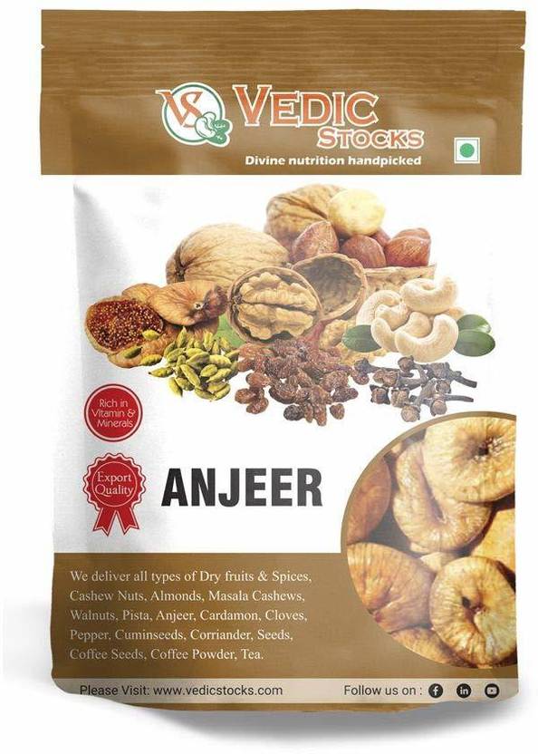 Vedic Stocks Premium Dried Figs Anjeer Dry Fruits Value Pack 400 Grams