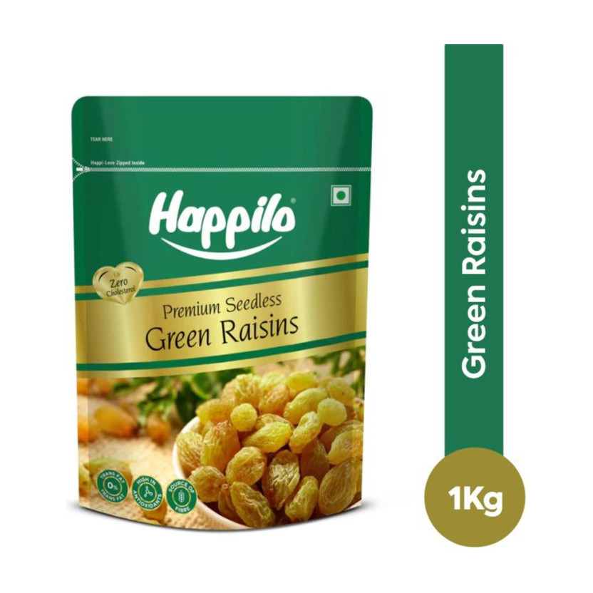 Happilo Premium Seedless Green Raisins(1 x 1000 g)