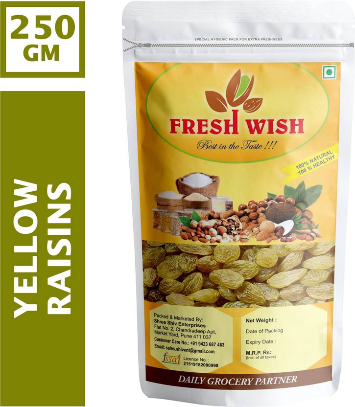 Fresh Wish Golden Raisins {Indian Kishmish} (250gm) Raisins Price in