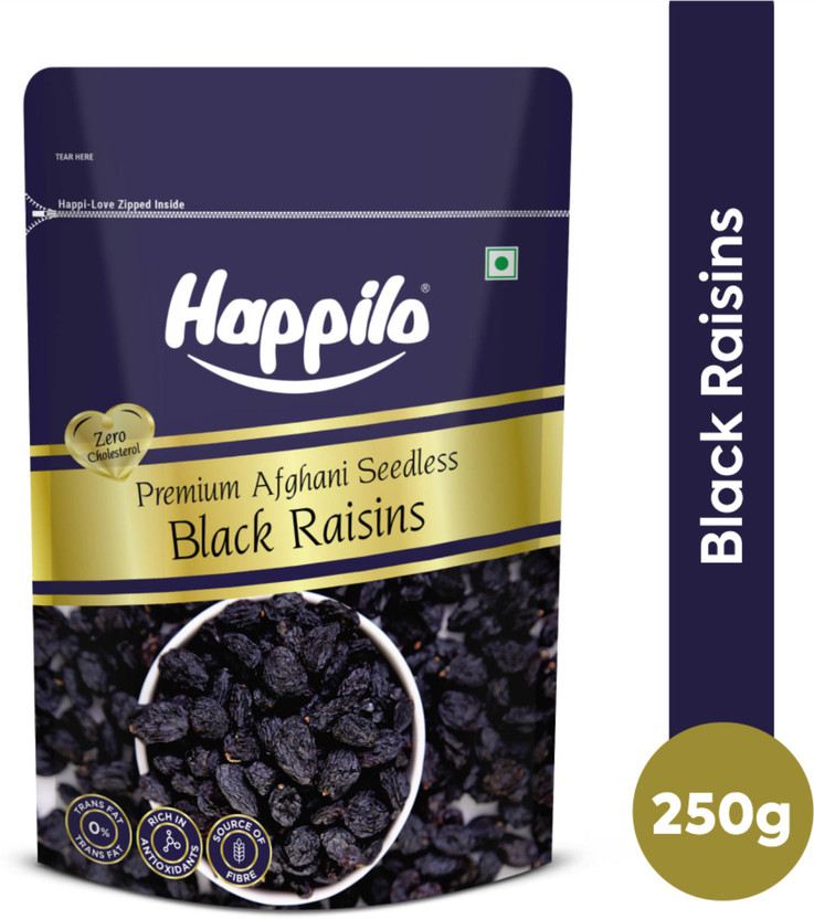 Happilo Premium Afghani Seedless Black Raisins(1 x 250 g)