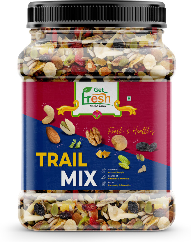Get Fresh Trail Mix || Perfect Mixture Of Healthy Dry Fruits, Berries, Raisins, Assorted Seeds & Nuts(1 x 1 kg)