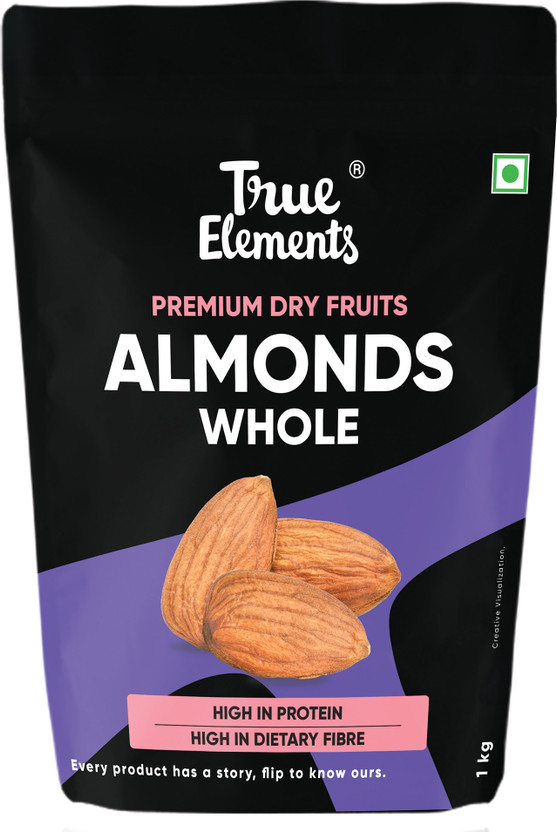 True Elements California Almonds, Premium Dryfruits Badam Almonds(1 x 1 kg)