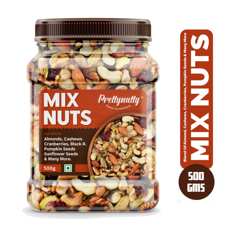 Prettynutty Healthy Nutmix | Mixed Dryfruits | Source of Vitamin and Minerals(1 x 500 g)