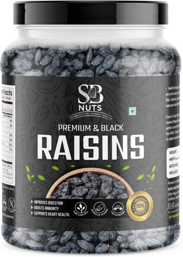 Nature Purify Premium Seedless Black Raisins| Kishmish Without Seeds| Dry Grapes| Raisins Raisins(1 x 500 g)