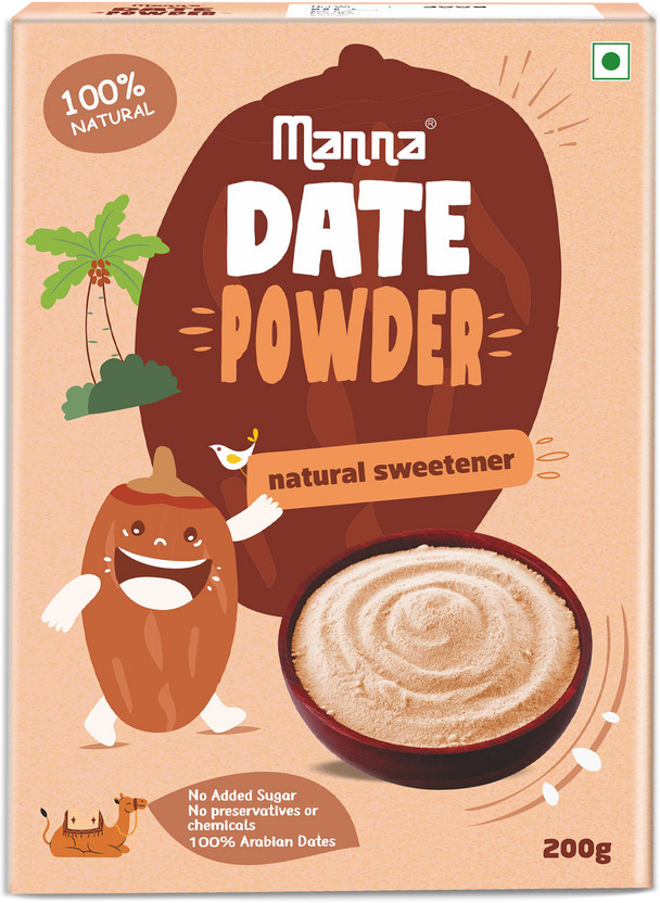 Manna Date Powder | Khajoor 100% Natural Sweetener| Healthy Alternative to Sugar Dry Dates(1 x 200 g)